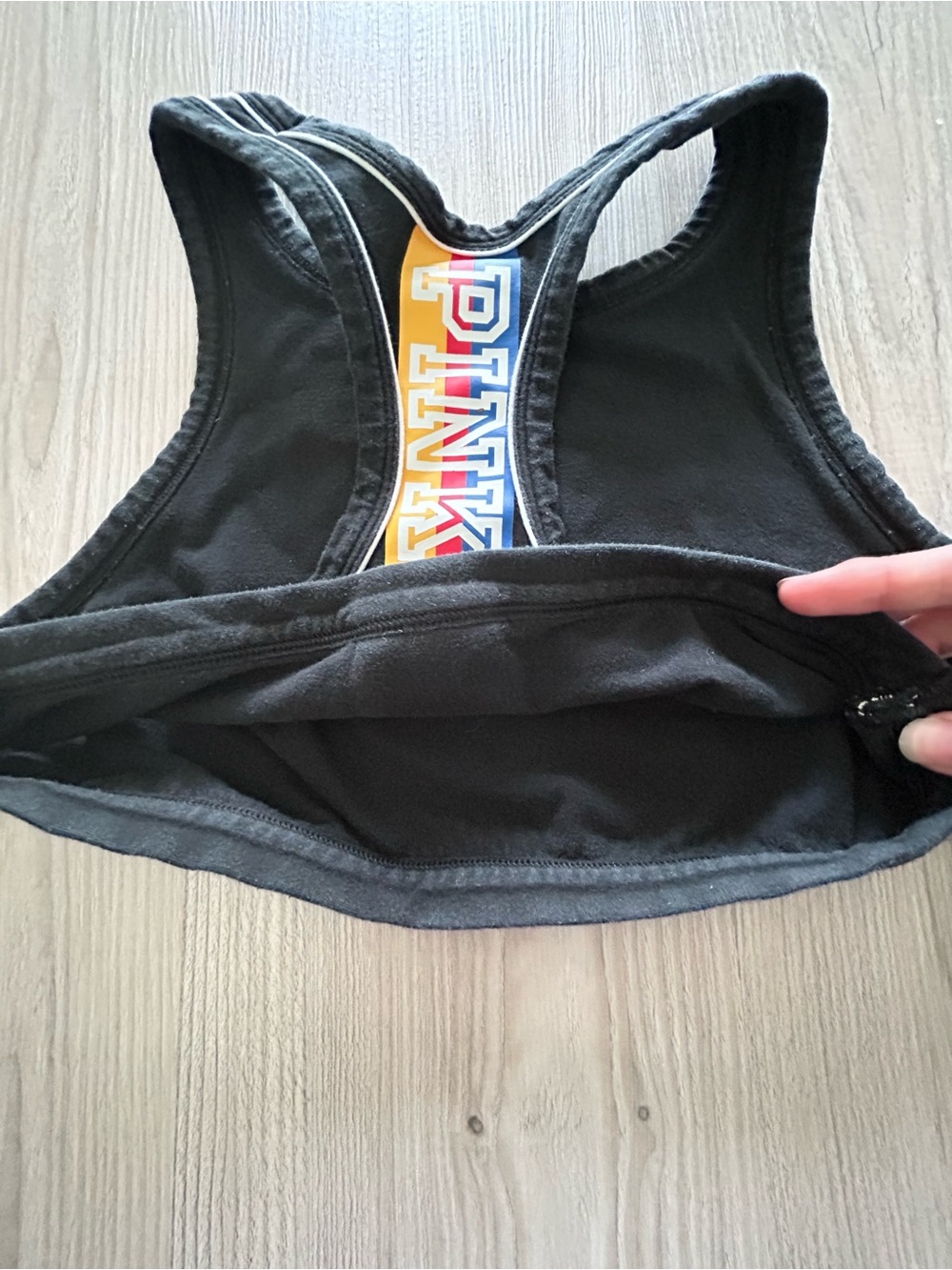 PINK Victorias Secret Crop Bralette Racerback Black Size S Unpadded Wireless Bra - Picture 4 of 6